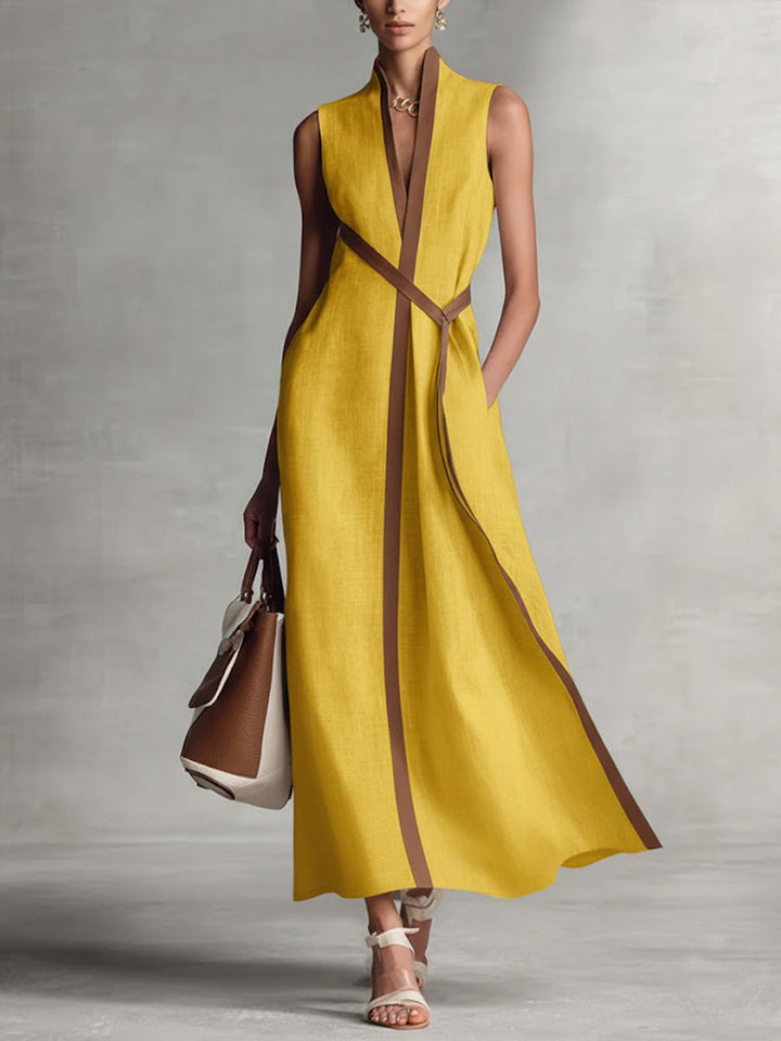 Ivy | Contrast Trim Sleeveless Maxi Dress