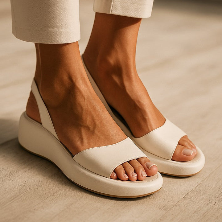 Flora | Wide-Band Slingback Wedge Sandals