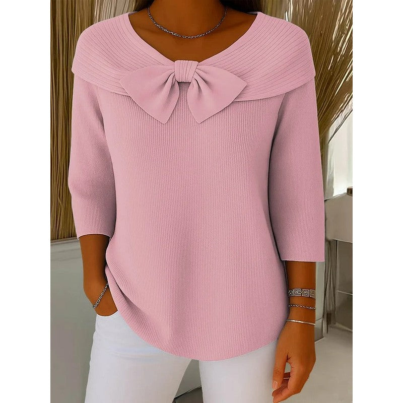 Trinidad | Bow-Neck Ribbed Sweater