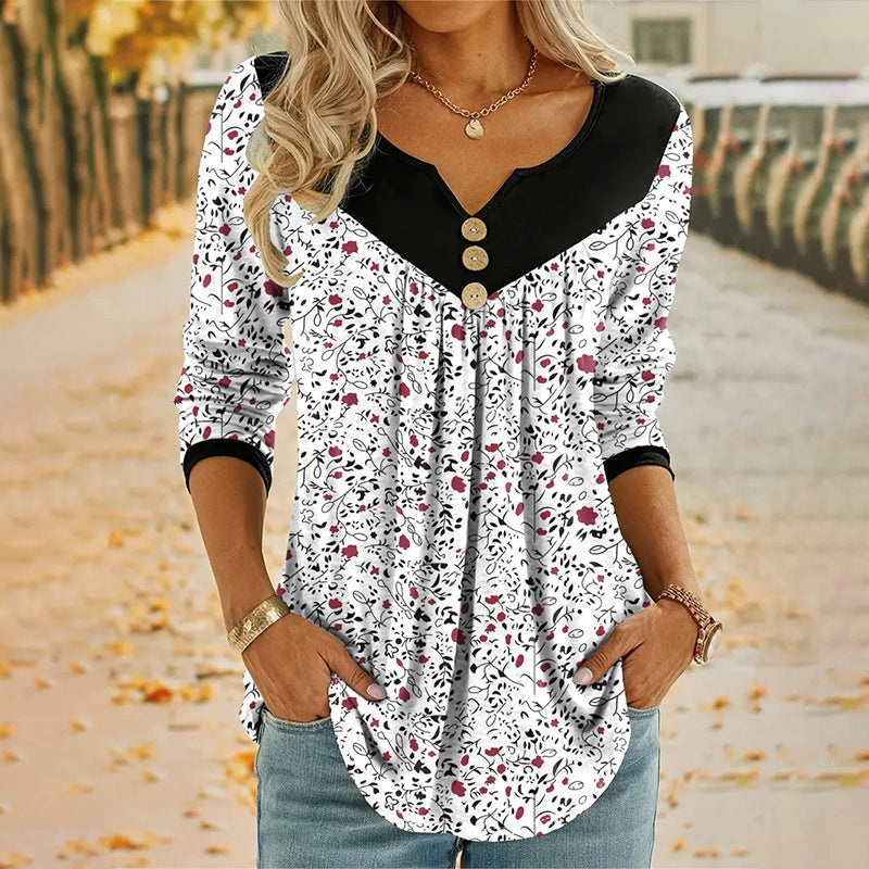 Clara | Floral Print V-Neck T-Shirt