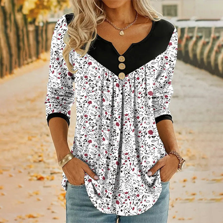 Clara | Floral Print V-Neck T-Shirt