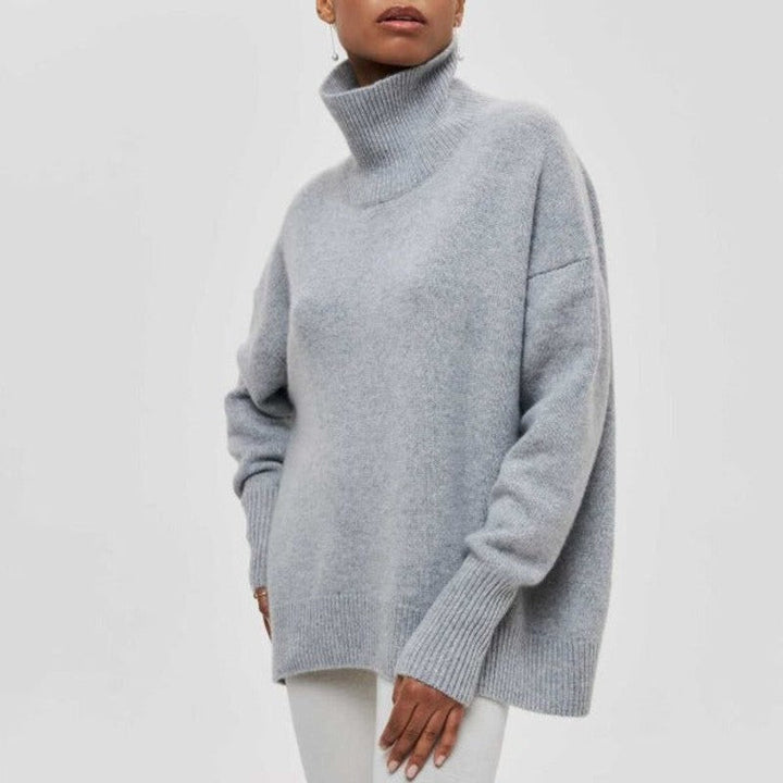 Adrianelys | Oversized Ribbed Turtleneck Sweater