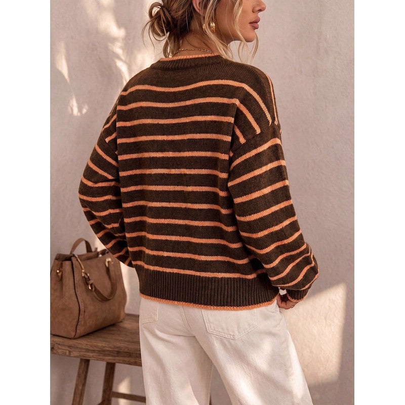 Céliane | Striped Knit Open-Front Cardigan