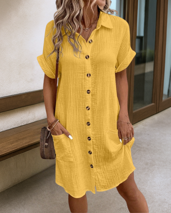Lucille | Textured Button-Front Midi Dress