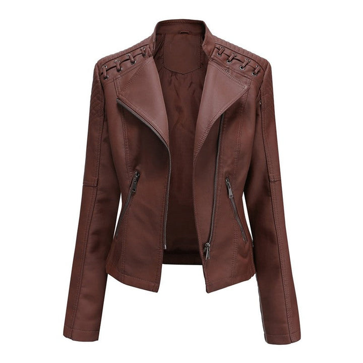 Eleanor | Asymmetrical Grommet-Trim Moto Jacket