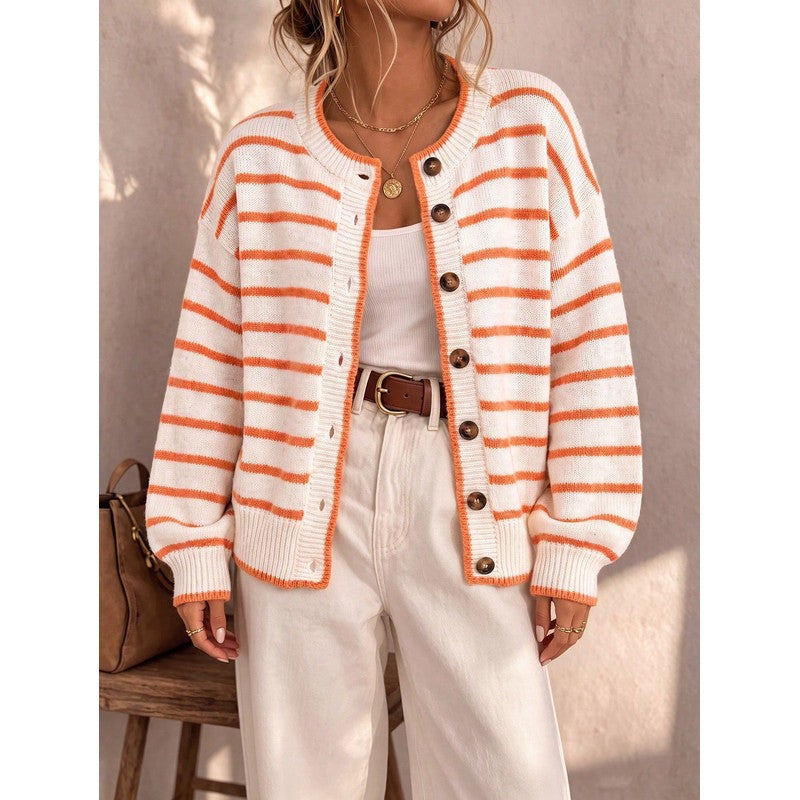 Céliane | Striped Knit Open-Front Cardigan