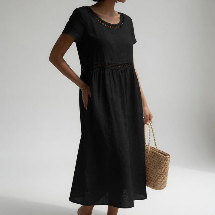 Clara | Eyelet Trim Midi Dress