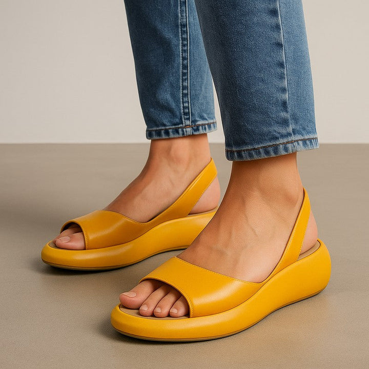 Flora | Wide-Band Slingback Wedge Sandals