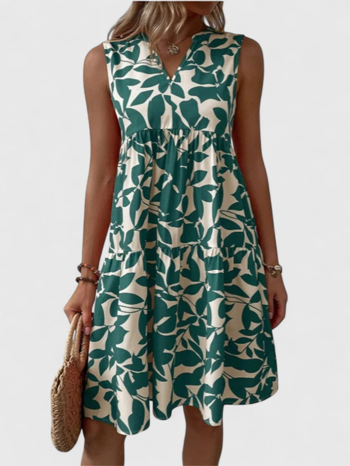 Adeline | Women's Sleeveless Printed A-Line Swing Dress