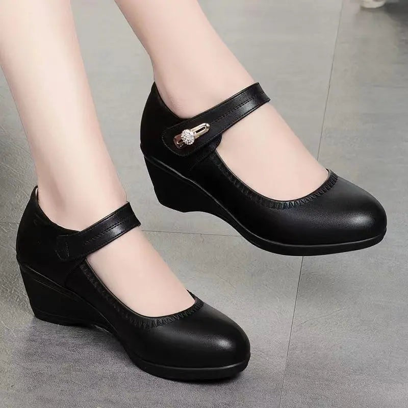 Lillian | Comfort Wedge Mary Jane Heels