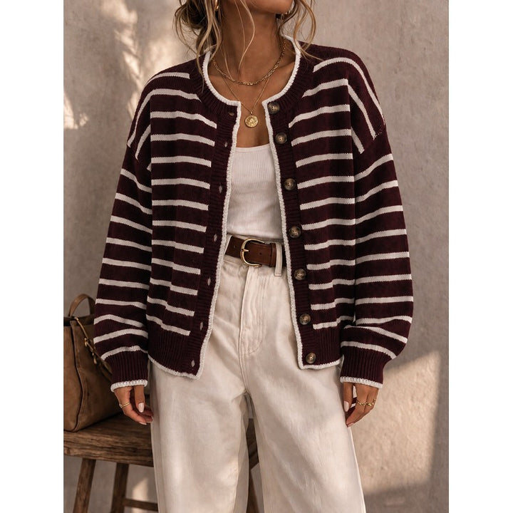 Céliane | Striped Knit Open-Front Cardigan