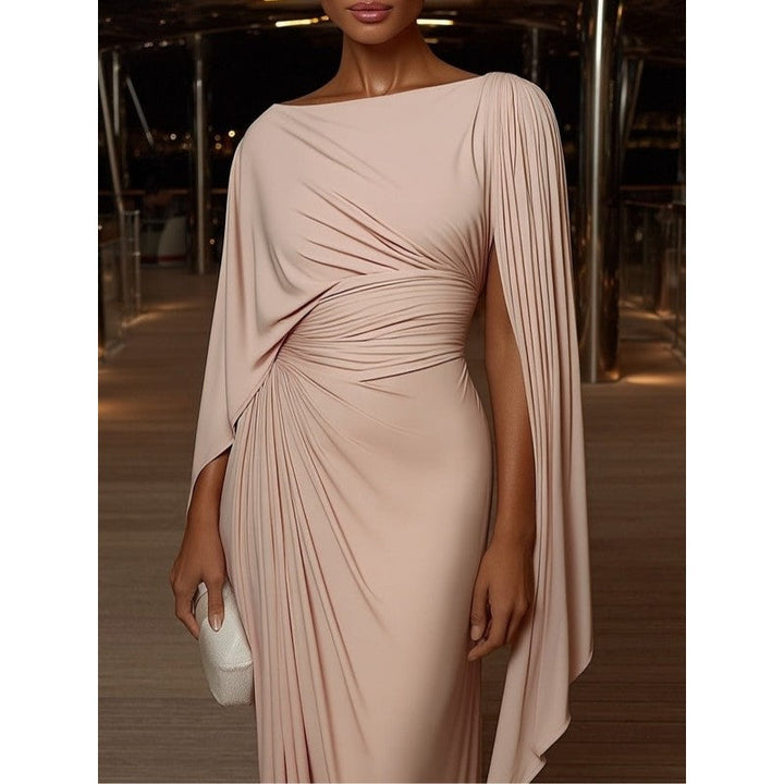 Sophia | Draped Cape-Sleeve Maxi Dress