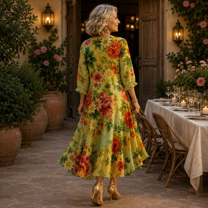 Janessa | Floral V-Neck Midi Dress