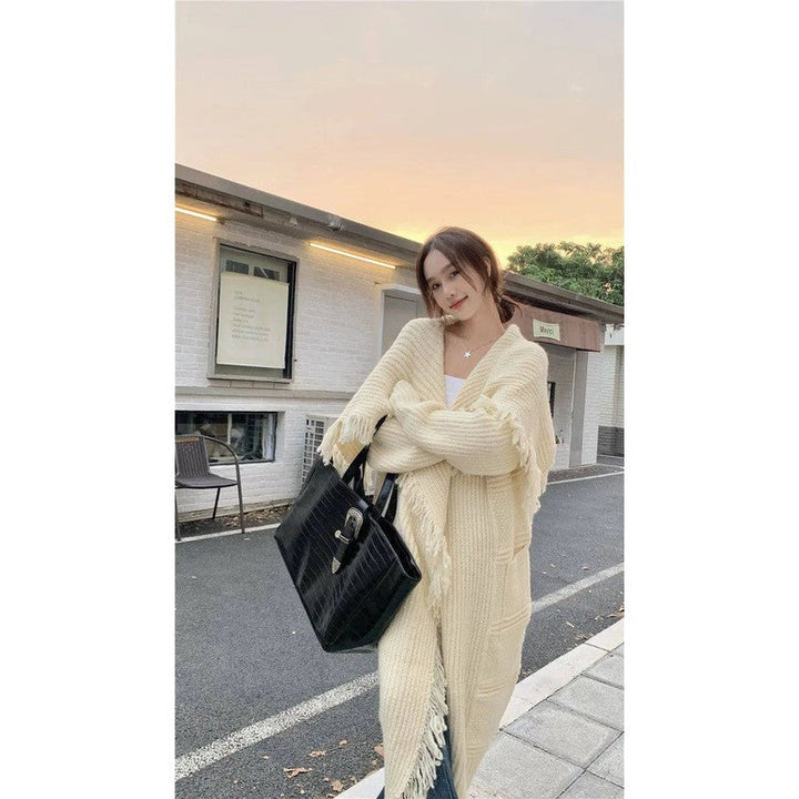 Lillian | Oversized Fringe-Trim Cardigan