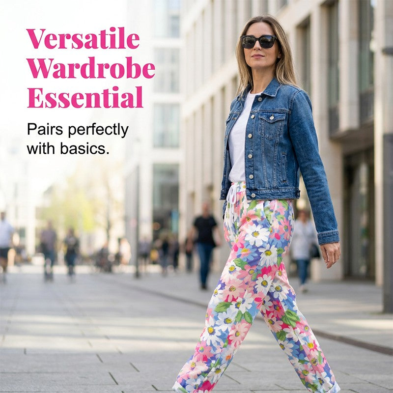 Anna | Floral Drawstring Casual Trousers