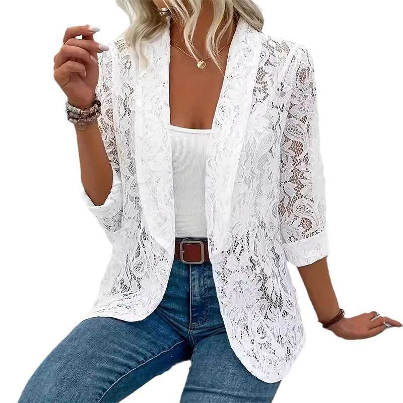 Evelyn | Floral Openwork Blazer