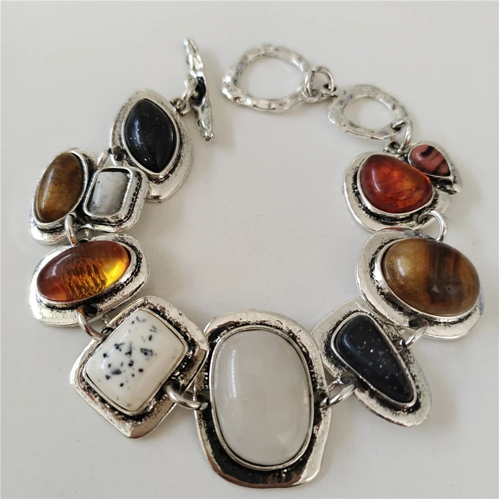 Vintage bracelet with Inlaid Gemstones