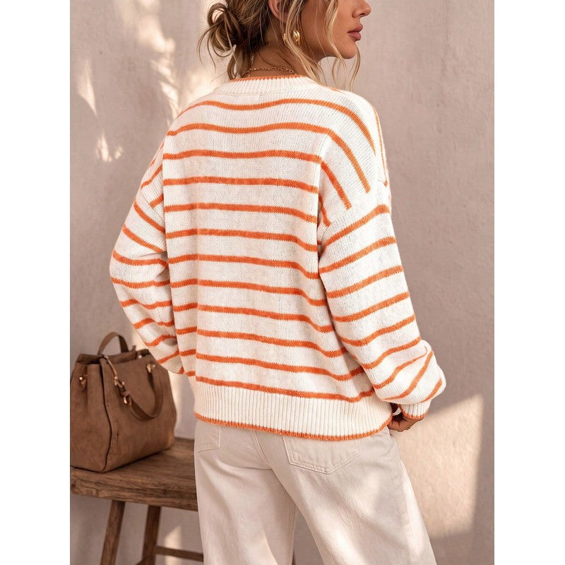 Céliane | Striped Knit Open-Front Cardigan