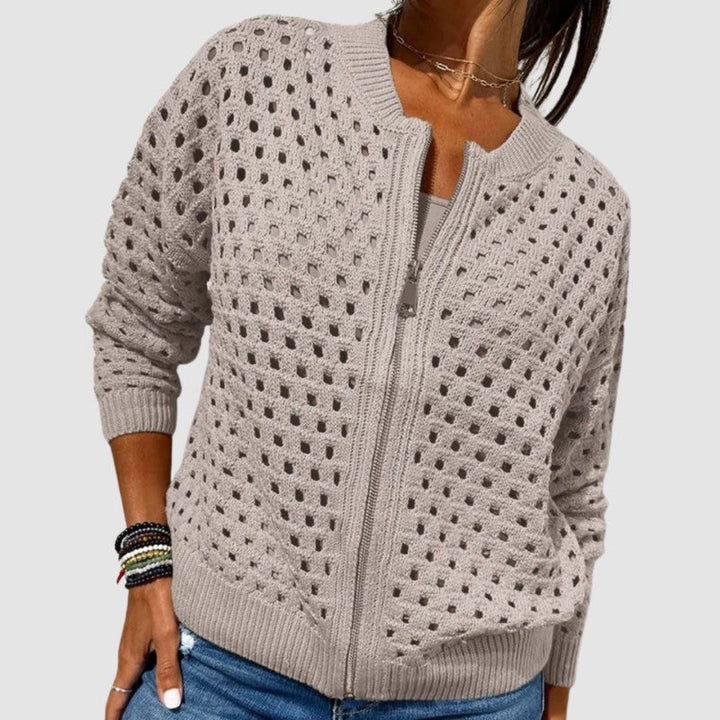 Constance | Open-Knit Zippered Cardigan