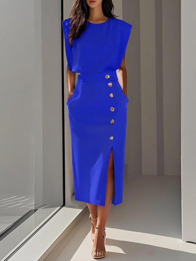 Nina | Sleeveless Side Button Midi