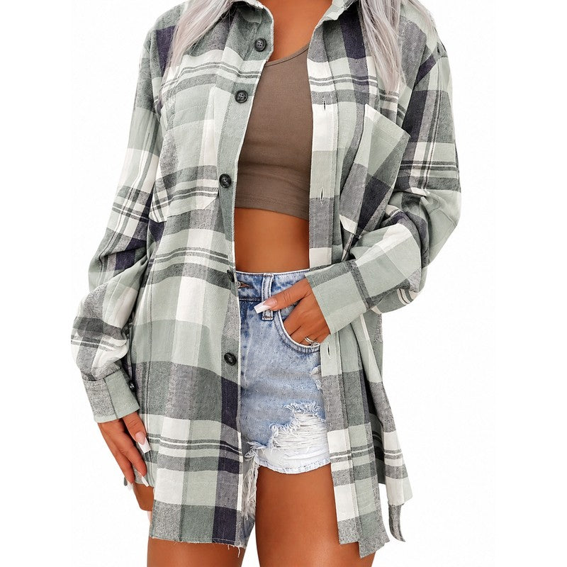 Margot | Oversized Plaid Long-Sleeve Shirt