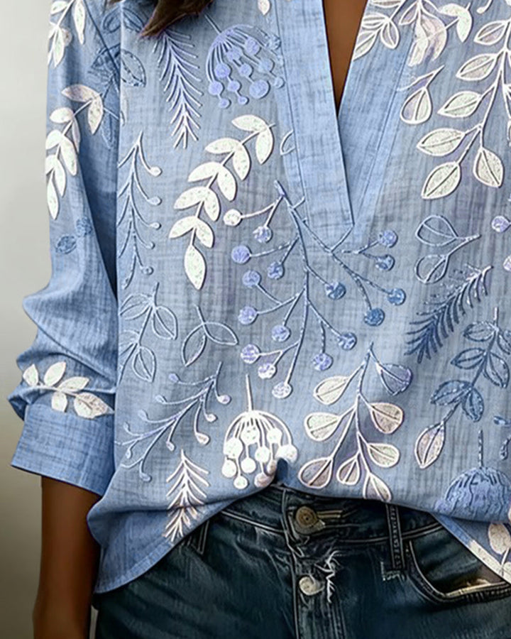 Eleni | Floral Print Blouse with High Neck