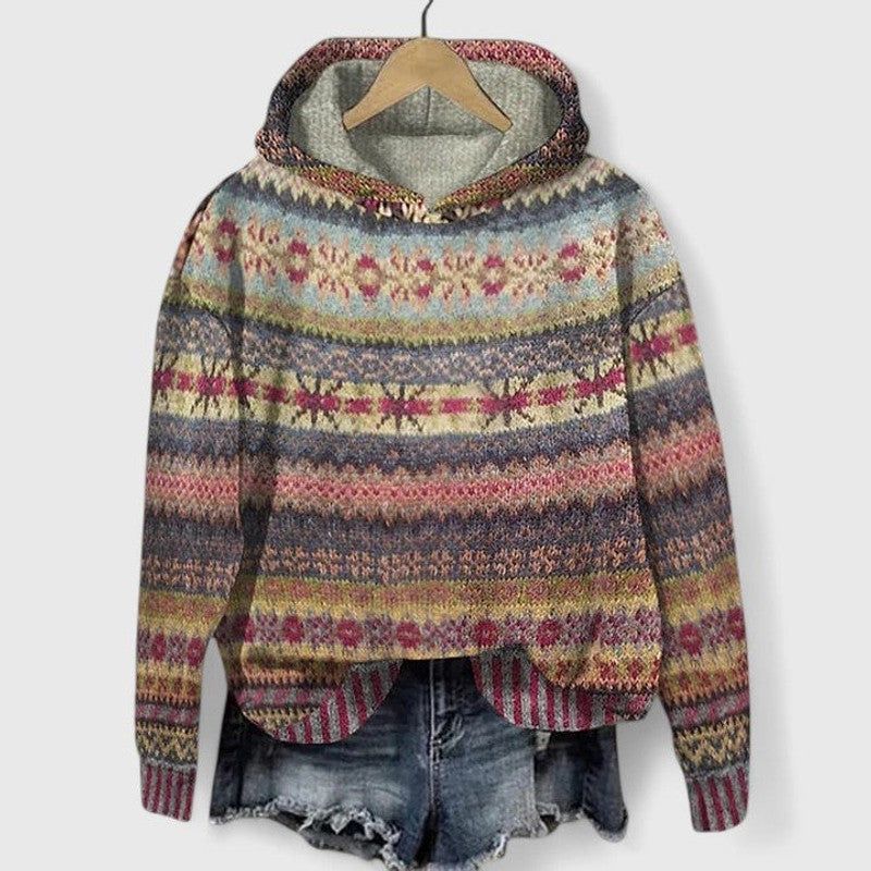 Elyvanyah | Retro Geometric Jacquard Hoodie