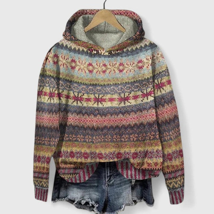 Elyvanyah | Retro Geometric Jacquard Hoodie