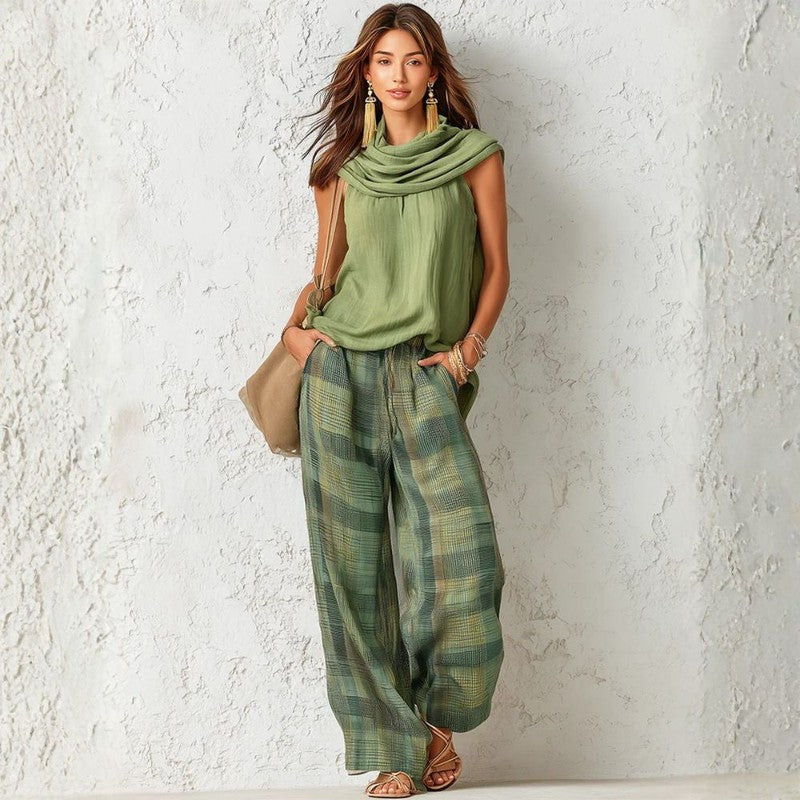 Auristela | Draped Neckline + Wide-Leg Set