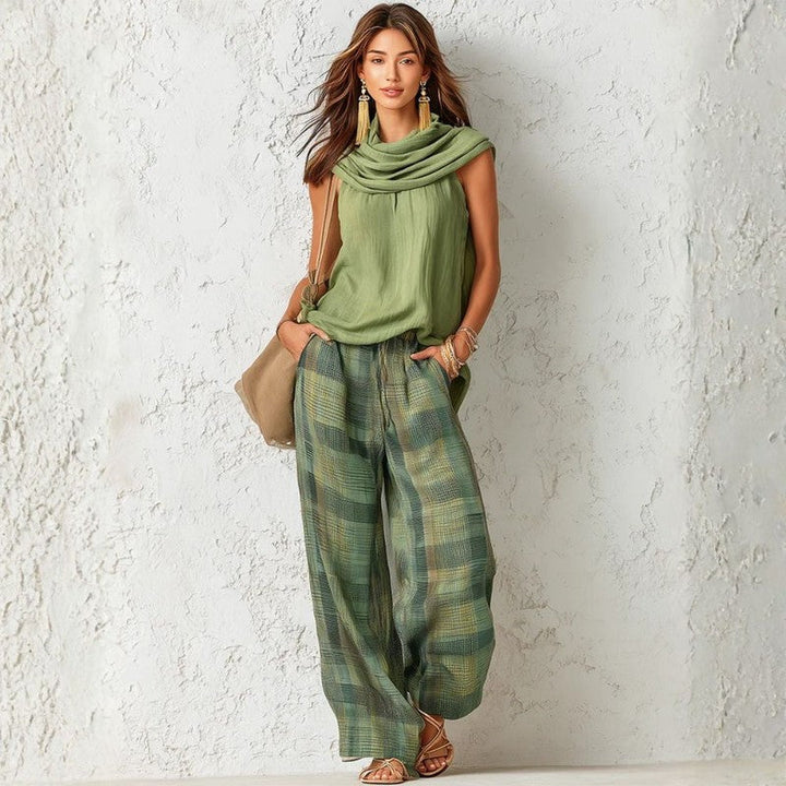 Auristela | Draped Neckline + Wide-Leg Set