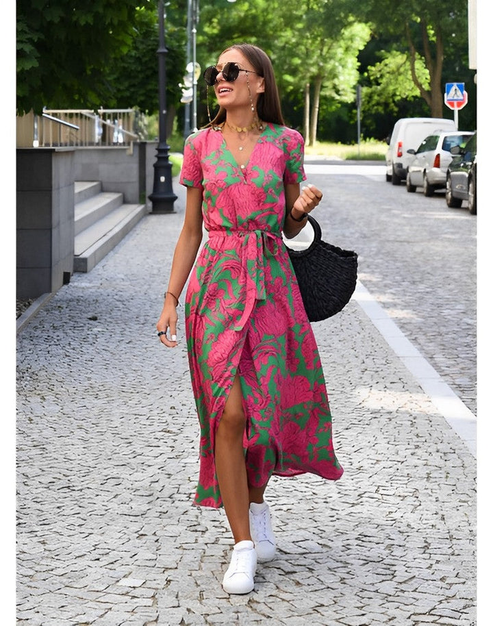 Laila | Floral Tie-Waist Midi Dress