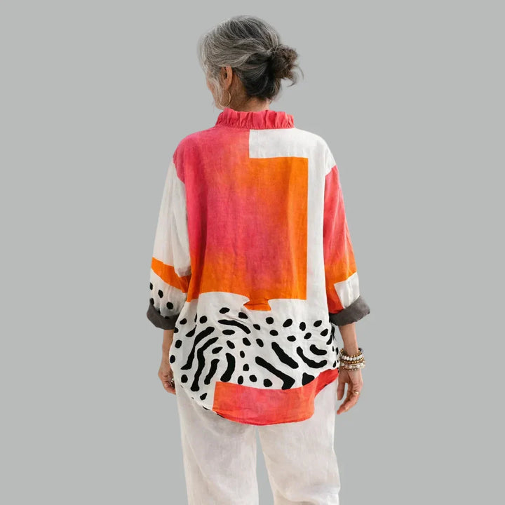 Noa | Abstract Print Ruffle Blouse