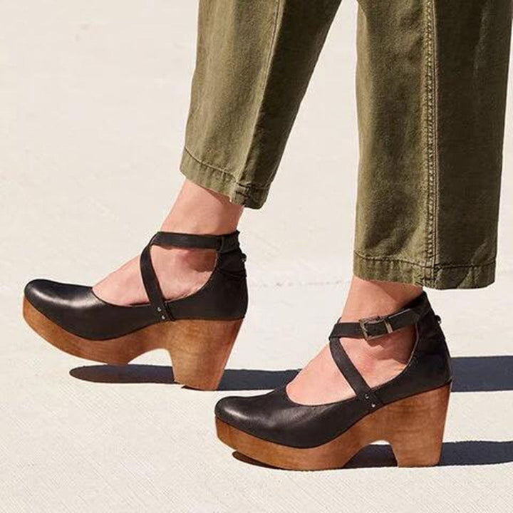 Teresa | Elegant Wedge Heels with Closed Toe & Ankle Strap