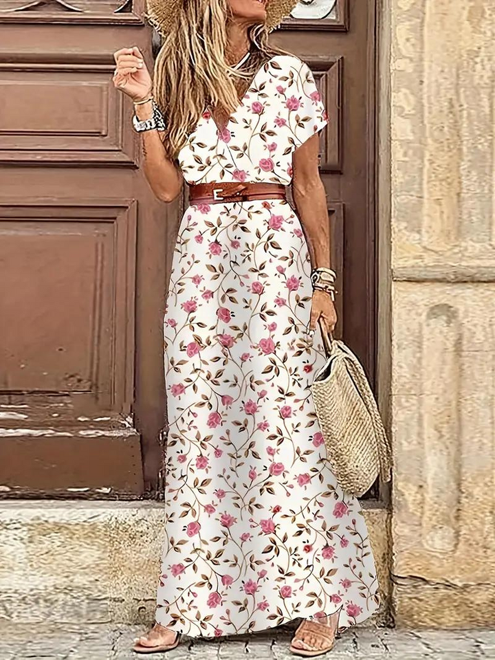 Mavis | Printed Belted Maxi Dress
