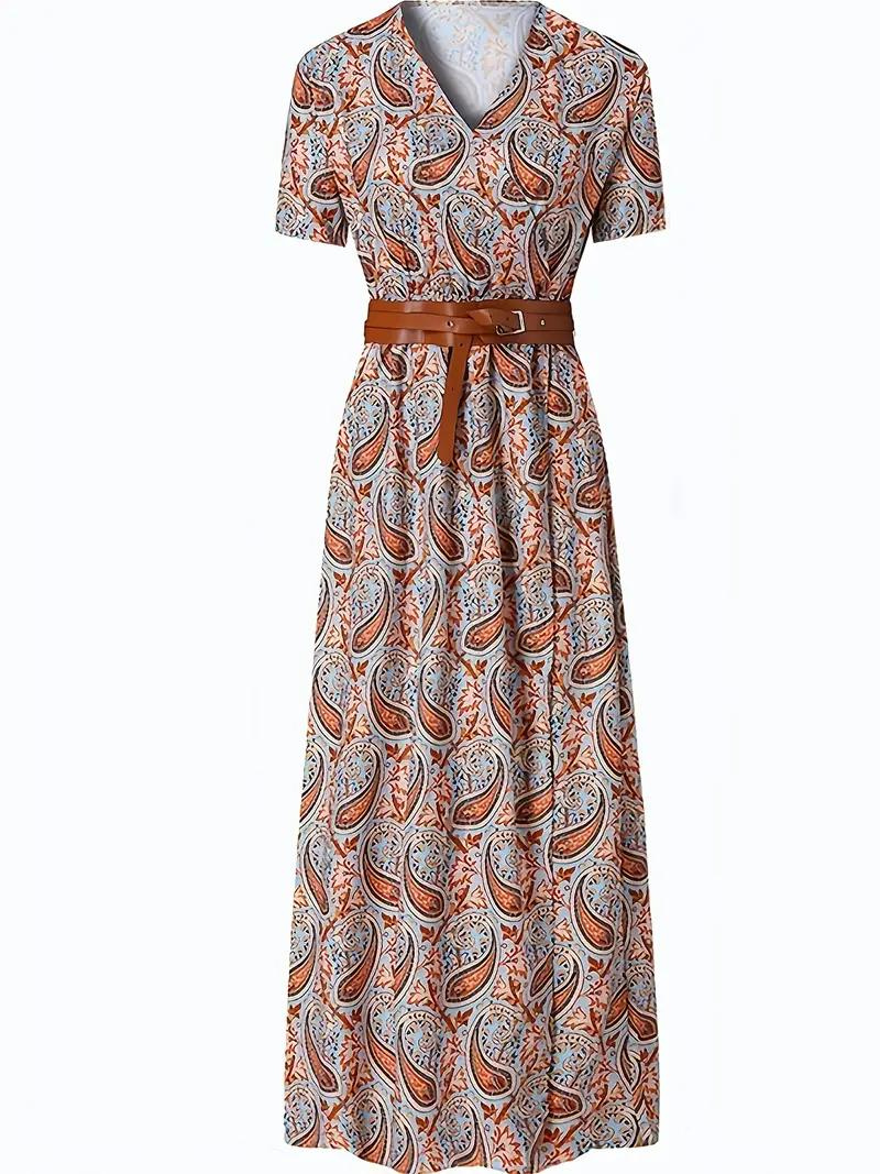 Mavis | Printed Belted Maxi Dress