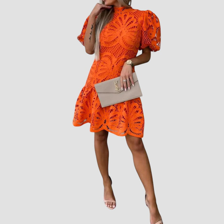 Calliope | Lace Puff Sleeve Midi Dress