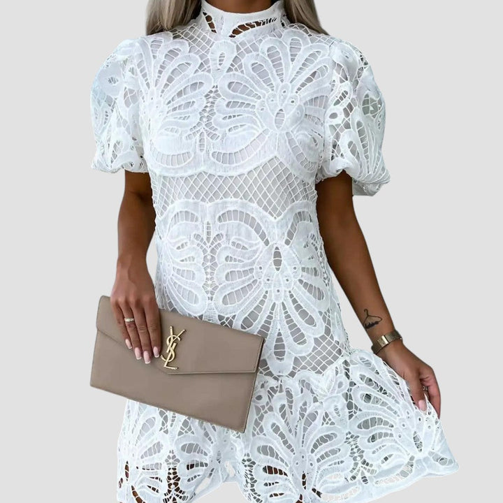 Calliope | Lace Puff Sleeve Midi Dress