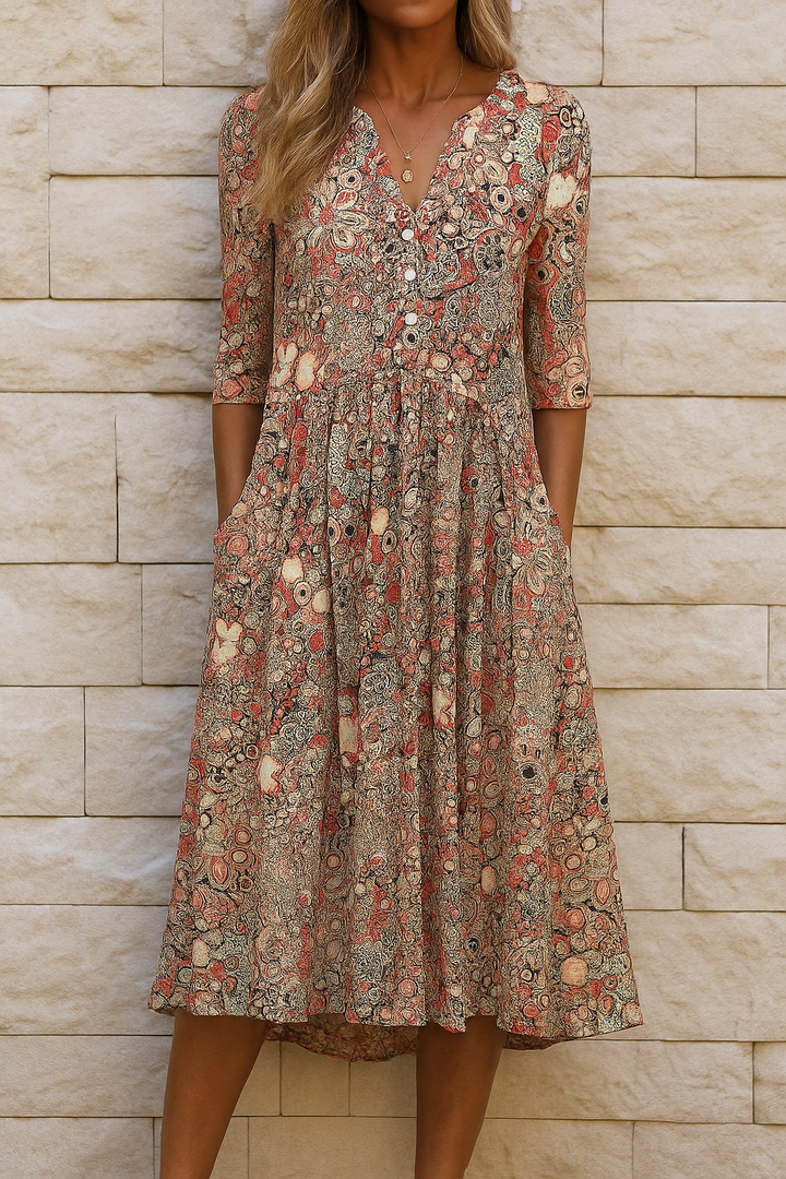 Molly | Abstract Print Midi Dress