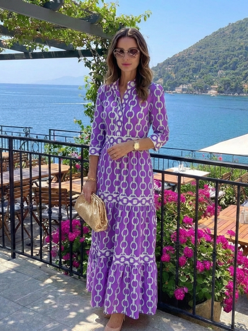 Tinsley | Women's Printed Tiered Shirt Maxi Dress