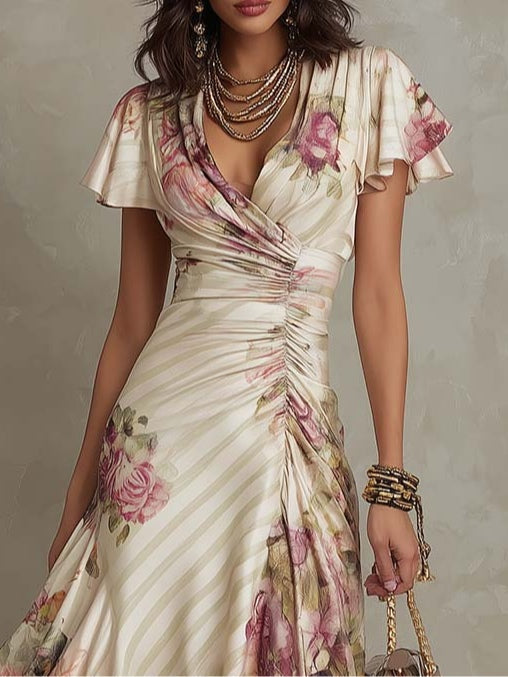 Liana | Ruched Floral Midi Dress