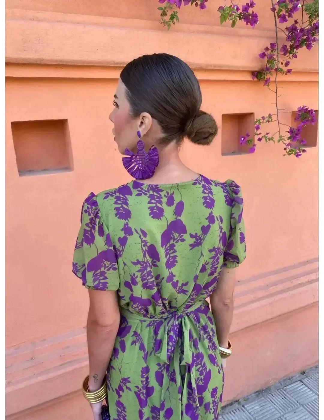 Lucinda | Boho Floral Pleated Summer Maxi Dress