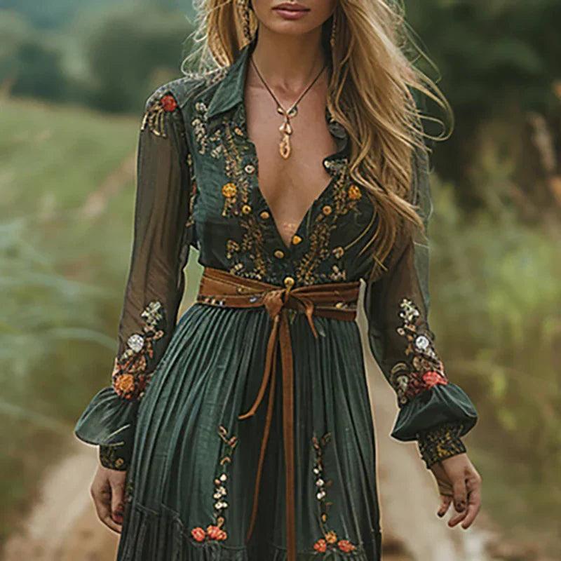 Dakota | Embroidered V Neck Maxi