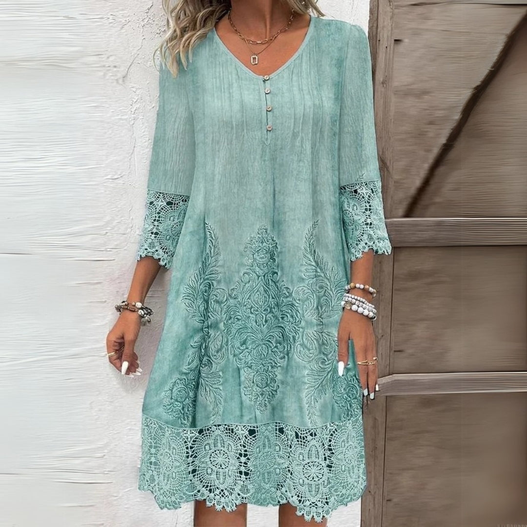 Quinn | V-Neck Embroidered Midi
