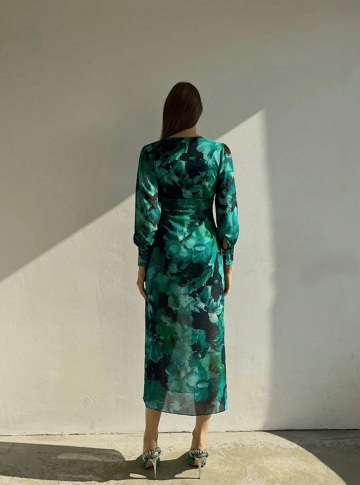 Kendall | Floral Chiffon Midi Dress