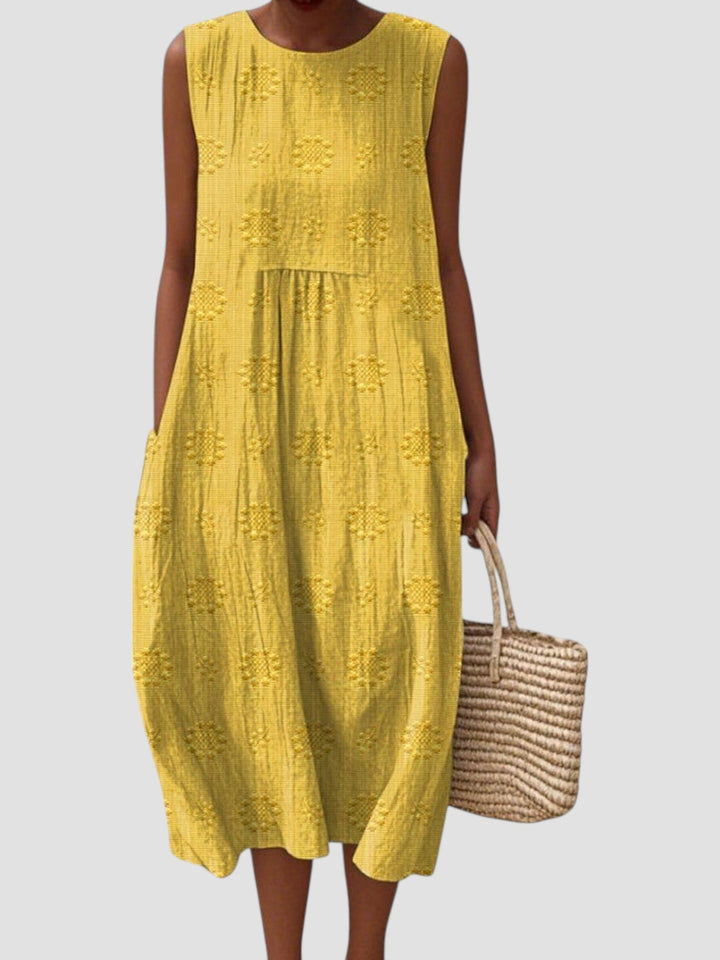 Bonnie | Embroidered Sleeveless Midi Dress