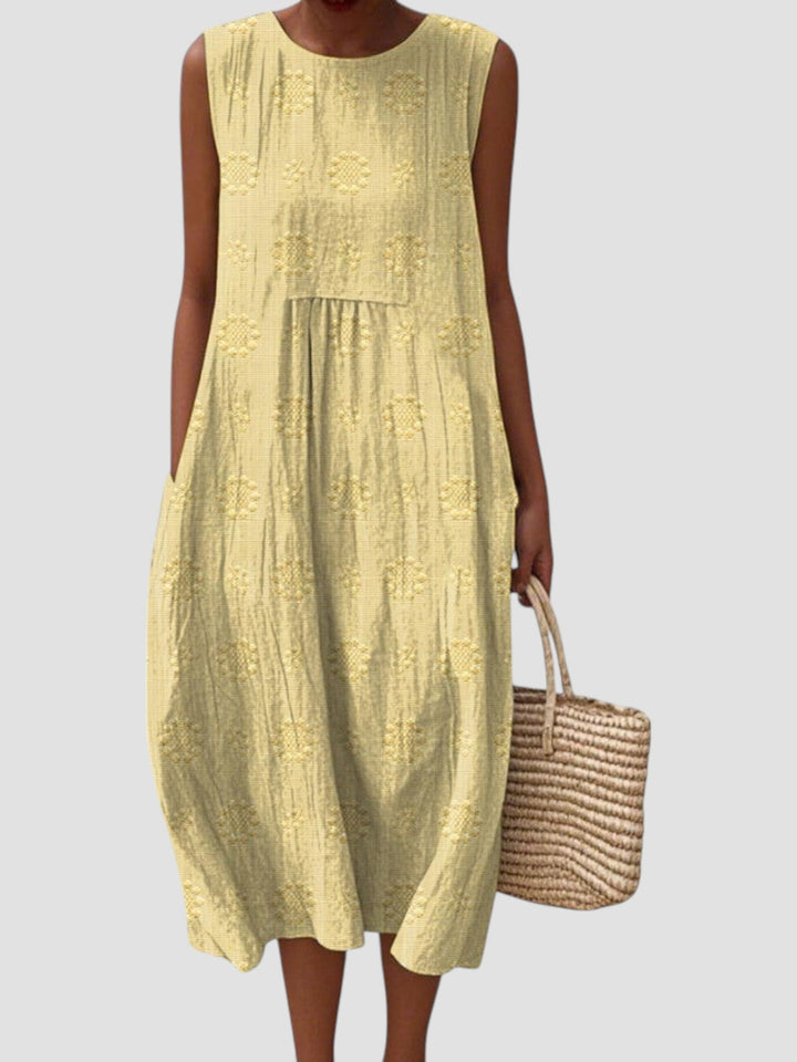 Bonnie | Embroidered Sleeveless Midi Dress