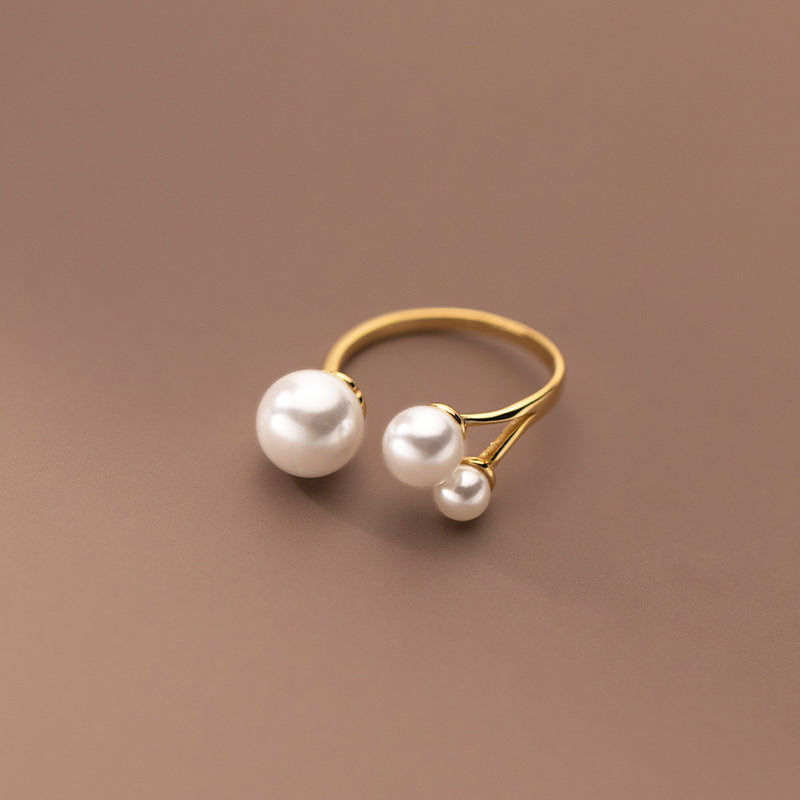 Adjustable Triple Pearl Ring