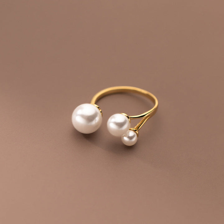Adjustable Triple Pearl Ring