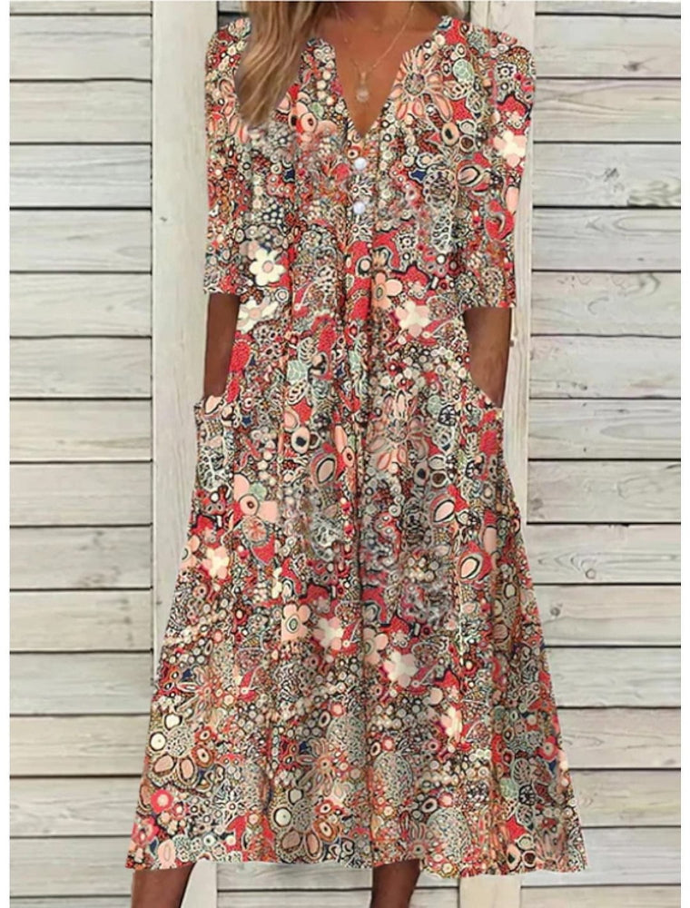 Olive | Printed Midi with Pocket