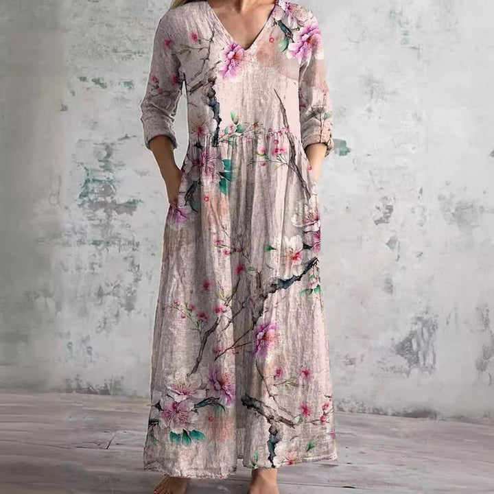 Rebecca | Women's Summer Dress with V-Neck and Floral Pattern